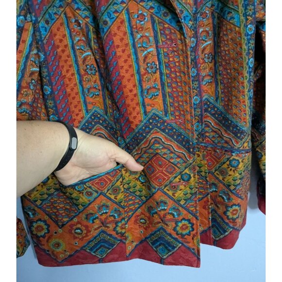Coldwater Creek Womens Multicolor Geometric Pattern Blazer Jacket W18 Southwest - Picture 5 of 16